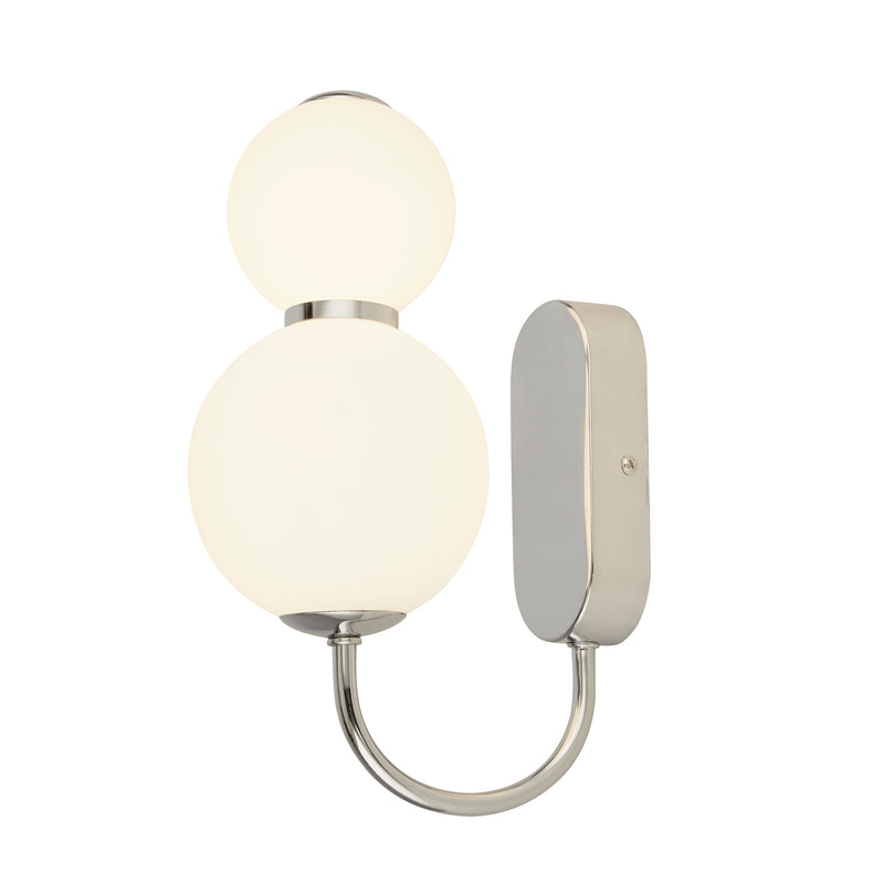 Searchlight  51022-2CC Snowball  2Lt Wall Light - Chrome Metal & Opal Glass