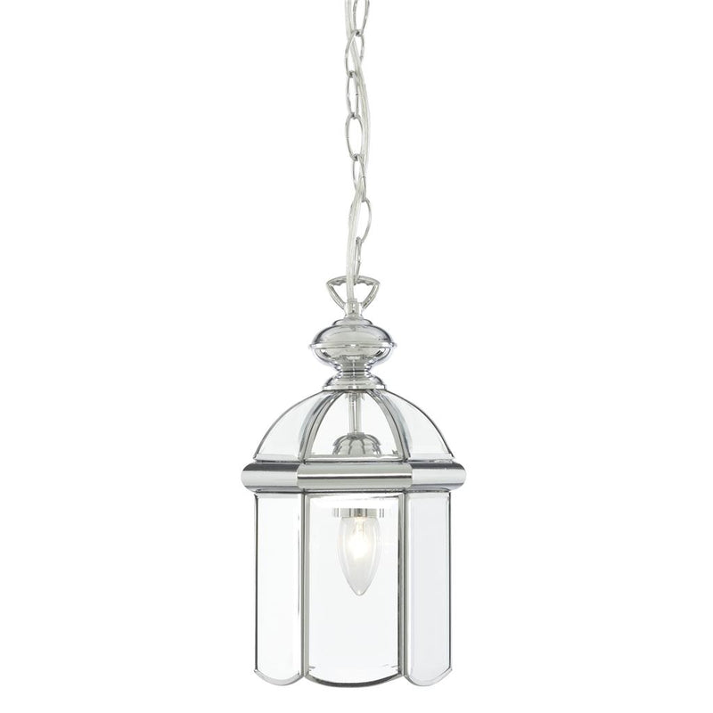 Searchlight  5131CC Bevelled Lantern Pendant  - Chrome Metal & Clear Glass