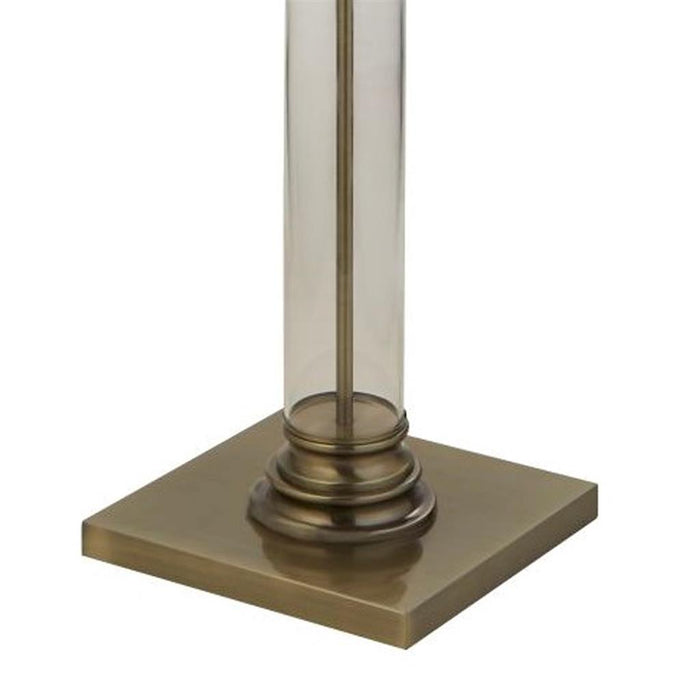 Searchlight  5142AB Pedestal Floor Lamp - Antique Brass, Glass & Cream Fabric