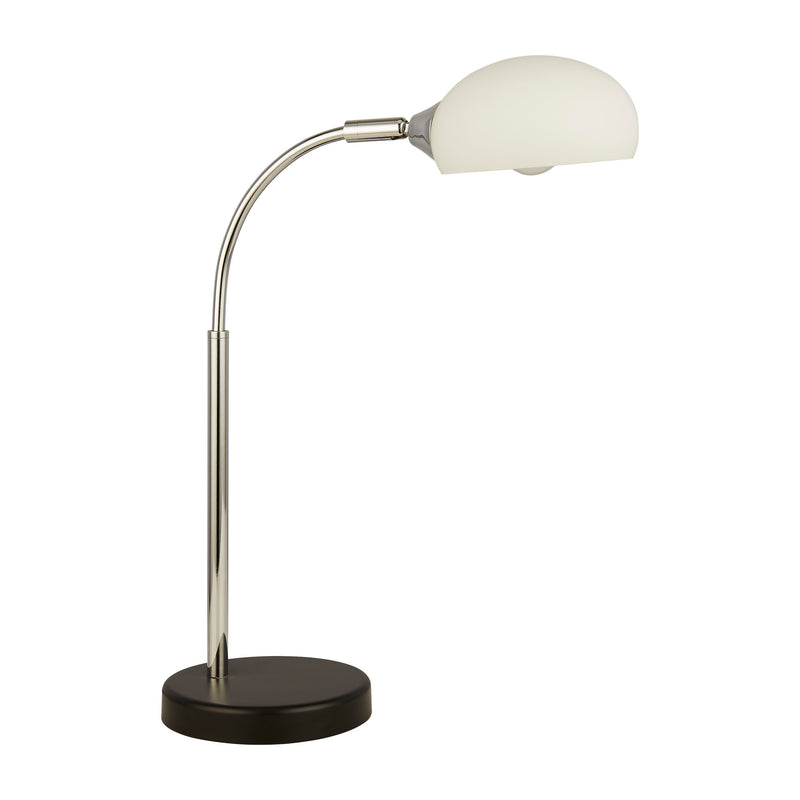 Searchlight  3086-1WH Astro Table Lamp - Black & Chrome Metal & Opal Glass Shade