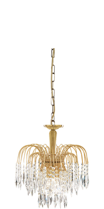 Searchlight  5173-3 Waterfall 3Lt Pendant - Gold Metal & Crystal