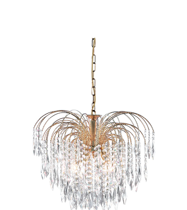 Searchlight  5175-5 Waterfall 5Lt Pendant - Gold Metal & Crystal