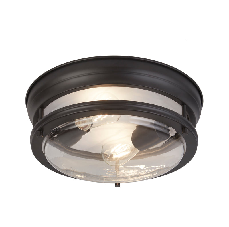 Searchlight  5182BK Glasgow 2Lt Flush - Black Metal & Clear Glass