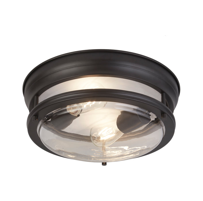 Searchlight  5182BK Glasgow 2Lt Flush - Black Metal & Clear Glass