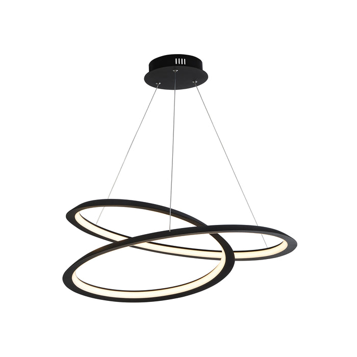 Searchlight  51871-1BK Swirl II  Pendant  - Sand Black Metal & Opal