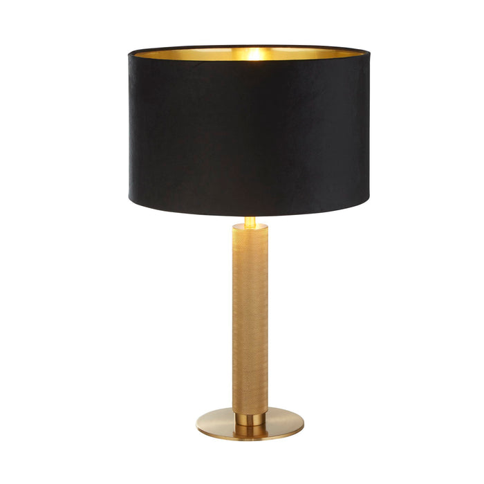 Searchlight  65721BK London Table Lamp - Knurled Brass & Black Velvet Shade