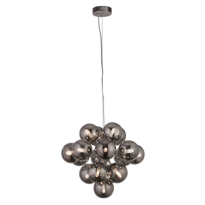 Searchlight  52131-17SM Berry 17Lt Pendant  - Chrome Metal & Smoked Glass