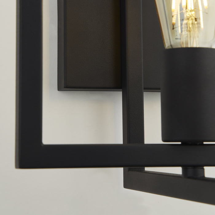 Searchlight  23203-1BK Plaza Wall Light - Matt Black Metal