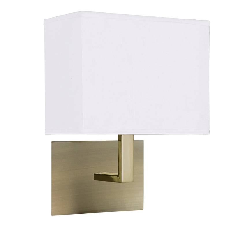 Searchlight  5519AB Hotel Wall Light - Antique Brass Metal & White Fabric Shade