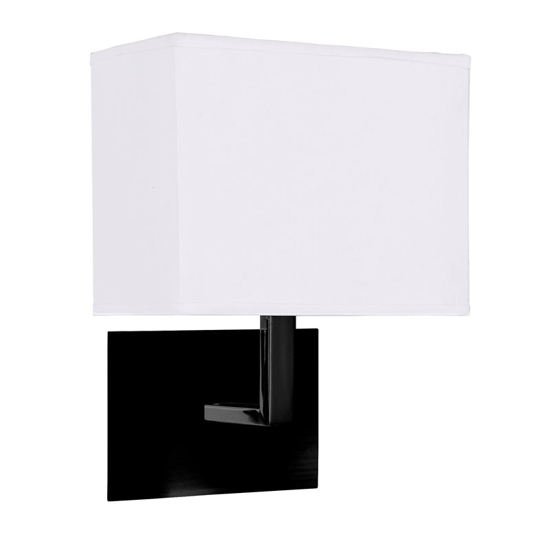 Searchlight  5519BK Hotel Wall Light - Matt Black Metal & White Fabric Shade