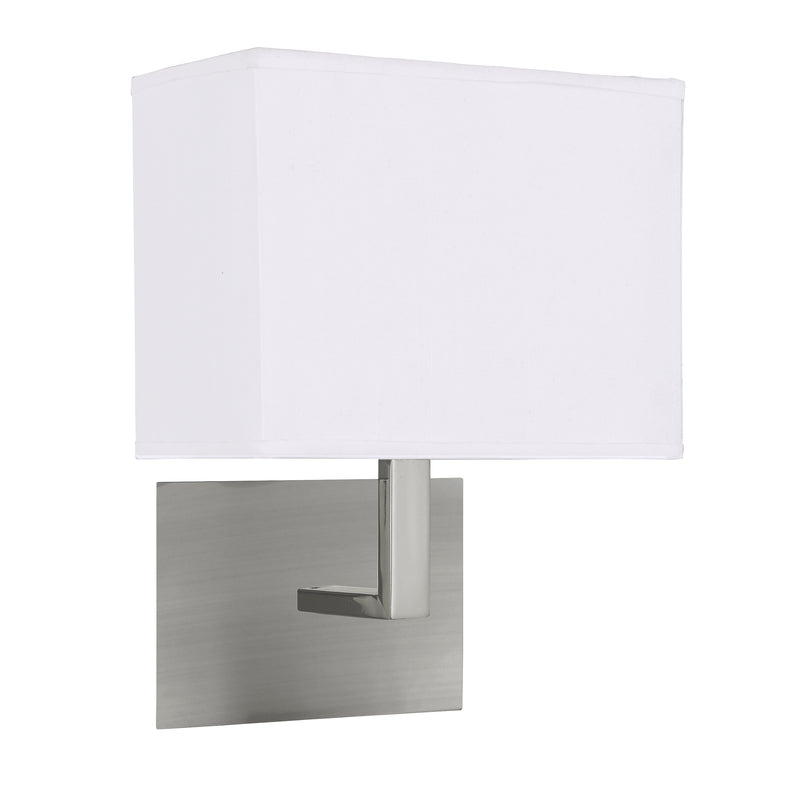 Searchlight  5519SS Hotel  Wall Light  - Satin Silver Metal & White Fabric Shade