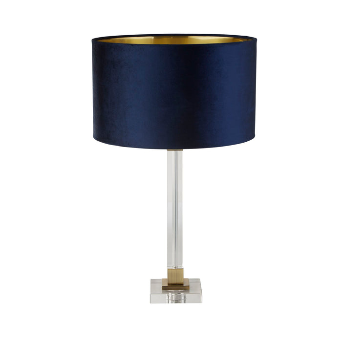 Searchlight  67522AZ Scarborough Table Lamp - Crystal, Brass Metal & Navy Velvet