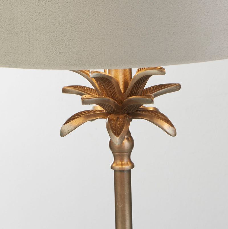 Searchlight  81210GY Palm Table Lamp - Antique Nickel Metal & Grey Velvet Shade