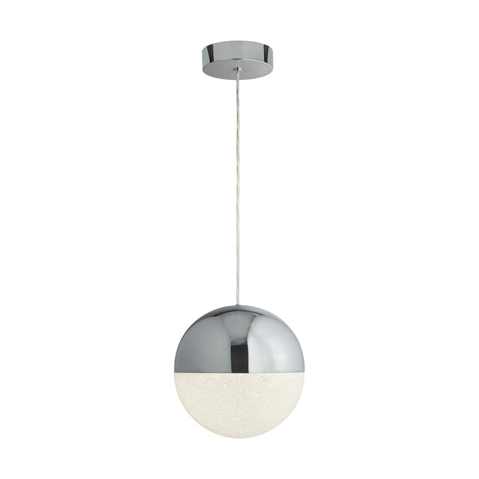 Searchlight  5841CC Marbles LED Pendant  -  Chrome, Crushed Ice Shade