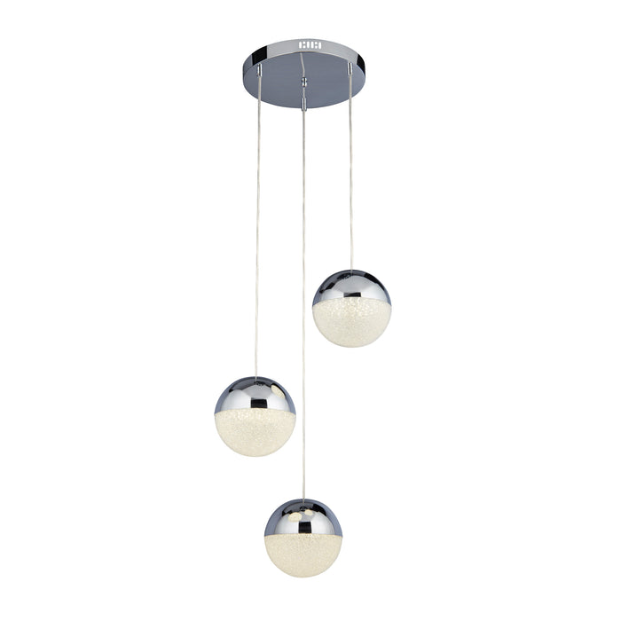 Searchlight  5842-3CC Marbles 3Lt Multi-Drop Pendant -  Chrome, Crushed Ice Shade