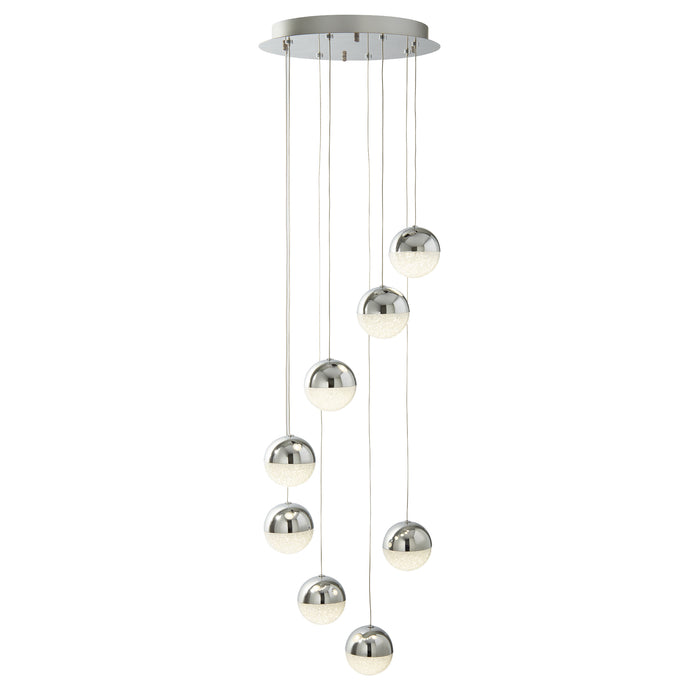 Searchlight  5848-8CC Marbles 8Lt Multi-Drop Pendant -  Chrome, Crushed Ice Shade