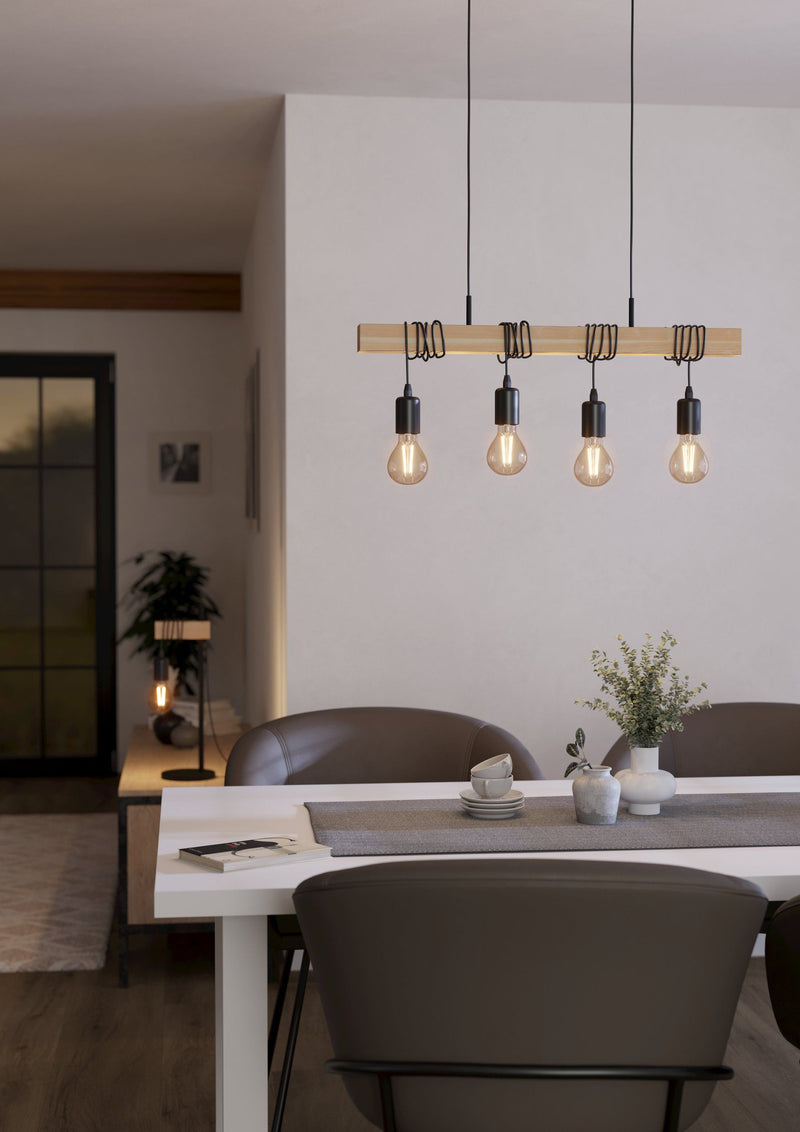 EGLO 32916 Townshend Wood Black Pendant Light