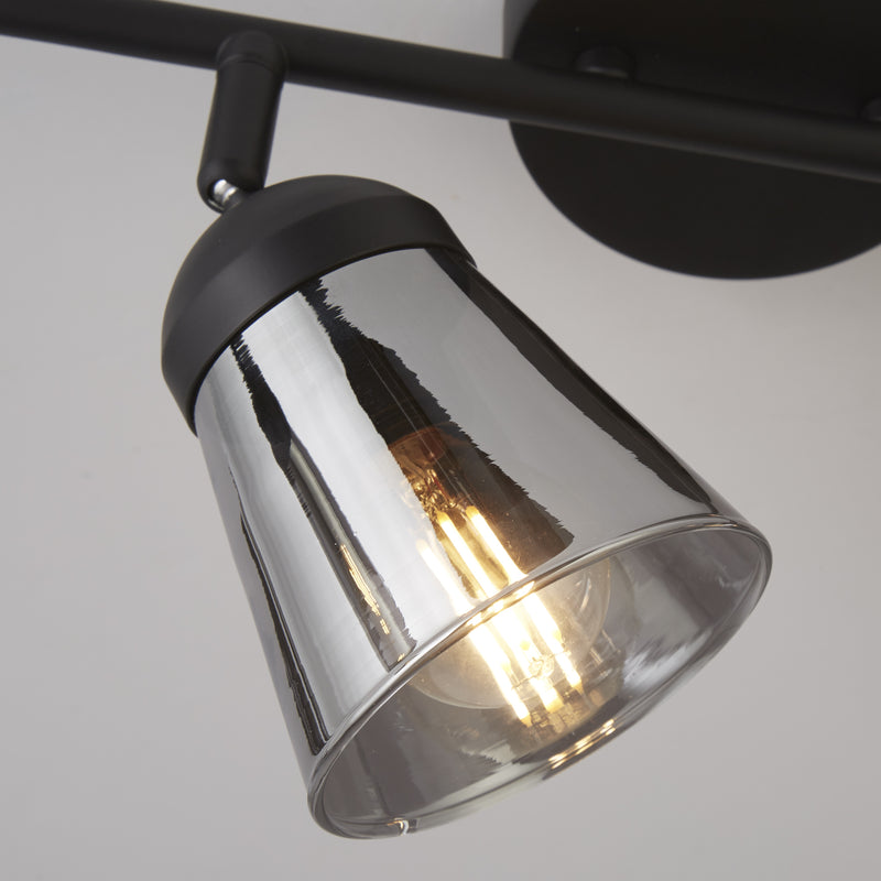 Searchlight  61170-4SM Mega 4Lt Bar Spotlight - Black Metal & Smoked Glass