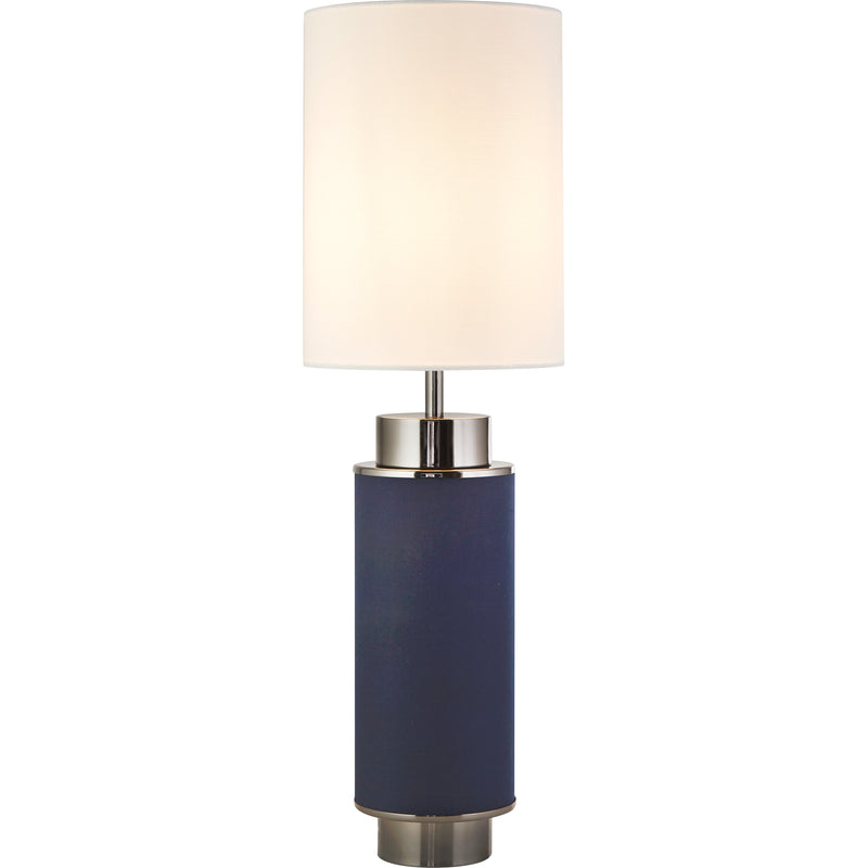 Searchlight  59041BK Flask Table Lamp - Black Nickel, Navy & White Linen