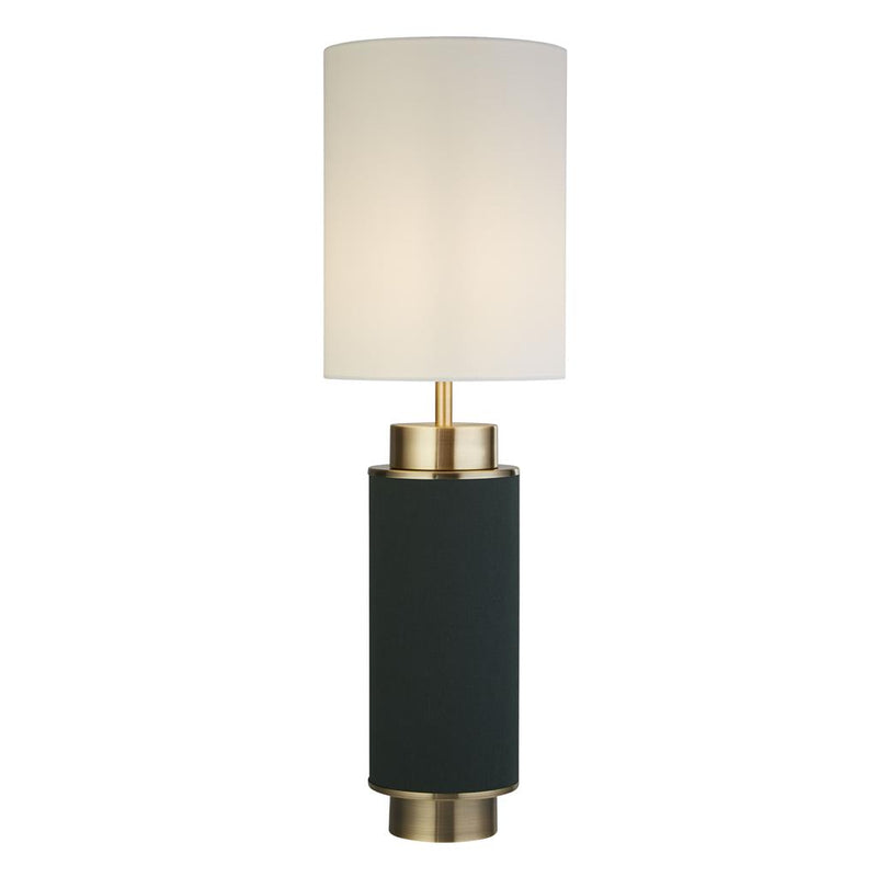 Searchlight  59041AB Flask Table Lamp -Antique Brass, Green Hessian & White Linen