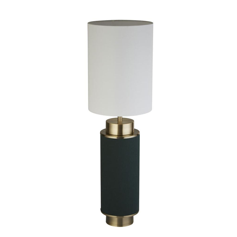 Searchlight  59041AB Flask Table Lamp -Antique Brass, Green Hessian & White Linen