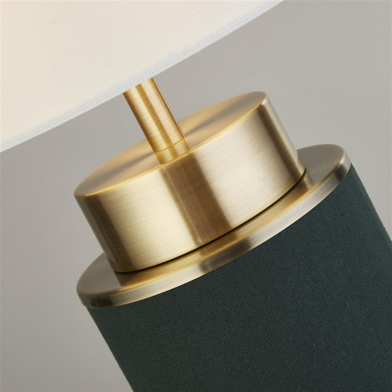 Searchlight  59041AB Flask Table Lamp -Antique Brass, Green Hessian & White Linen