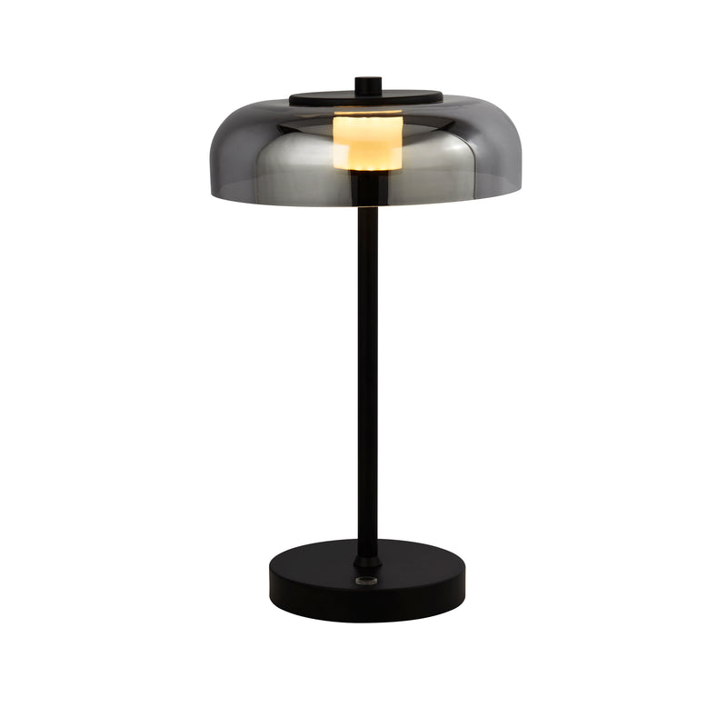 Searchlight  59801-1SM Frisbee Table Lamp  - Black Metal & Smoked Glass