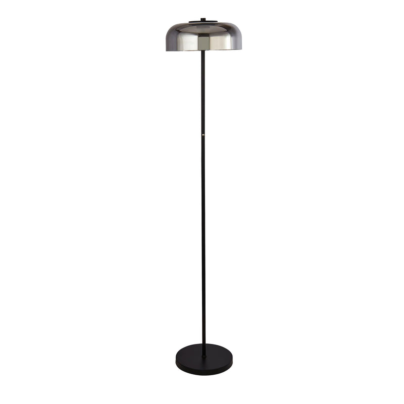 Searchlight  59802-1SM Frisbee Floor Lamp  - Black Metal & Smoked Glass