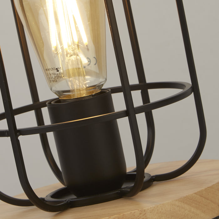 Searchlight  81951-1BK Vision Table Lamp - Matt Black Metal & Wood