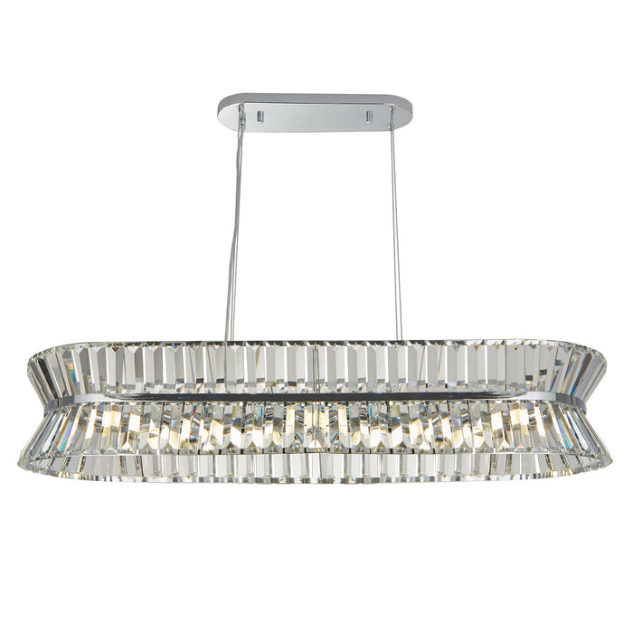 Searchlight  59410-10CC Uptown 10Lt Oval Pendant - Chrome Metal & Clear Crystal