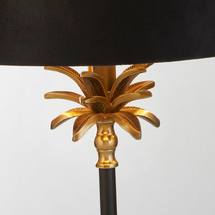 Searchlight  81211BK Palm Table Lamp - Black & Antique Brass Metal,Black Shade