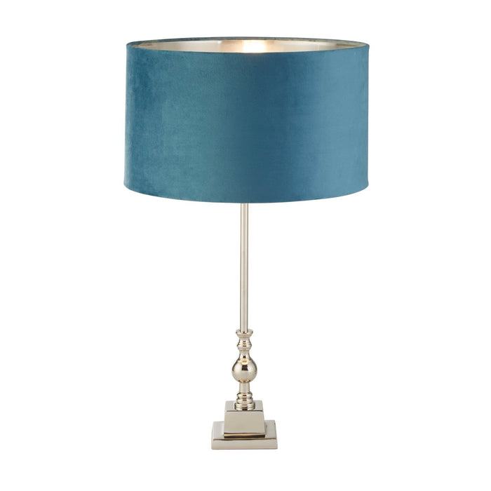 Searchlight  81214TE Whitby Table Lamp - Chrome Metal & Teal Velvet Shade