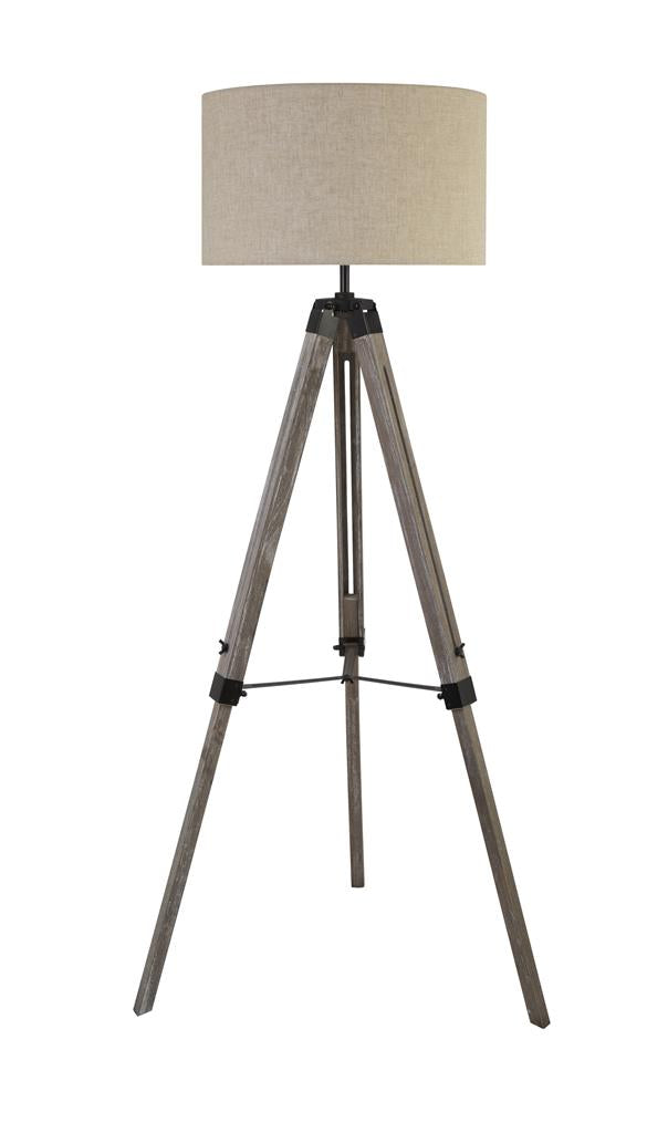 Searchlight  6006BR Easel Floor Lamp - Light Wood & Cream Linen Shade