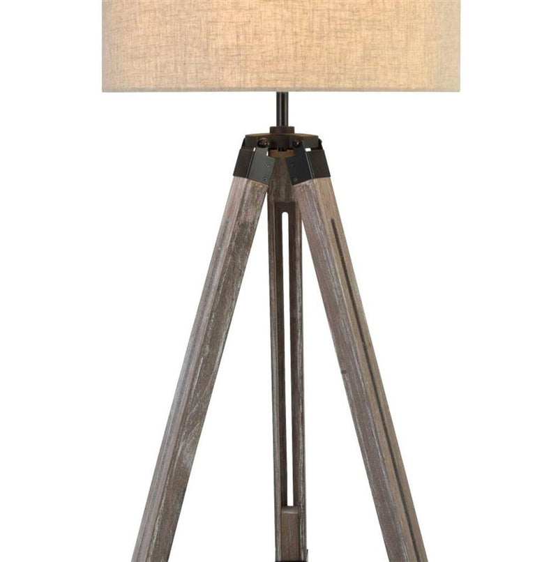 Searchlight  6006BR Easel Floor Lamp - Light Wood & Cream Linen Shade