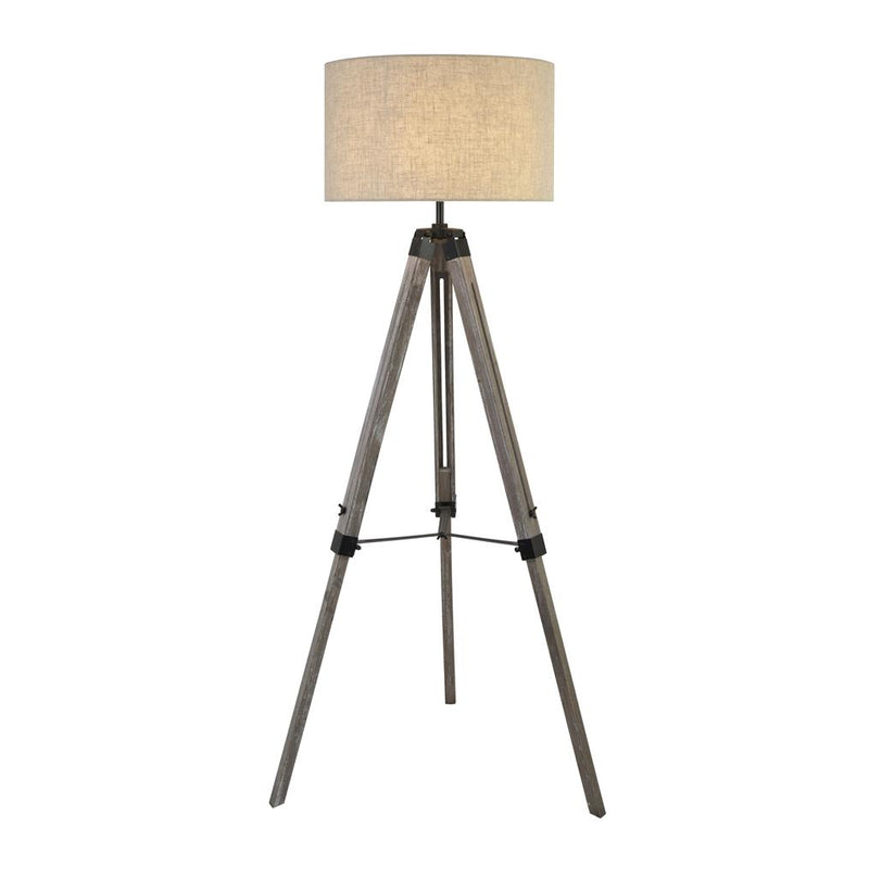Searchlight  6006BR Easel Floor Lamp - Light Wood & Cream Linen Shade