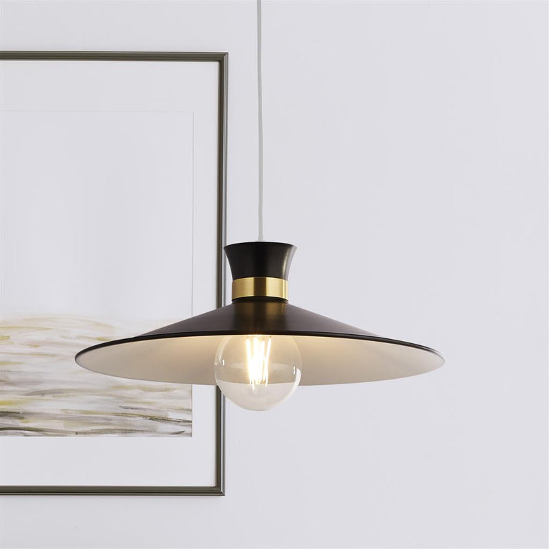 Searchlight 601891BK Balham Pendant - Black & Gold Metal