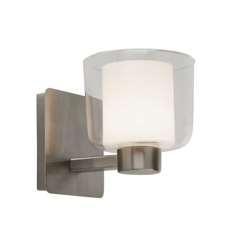Searchlight  6051SN Bolivia Wall Light - Satin Nickel Metal, Clear & Opal Glass