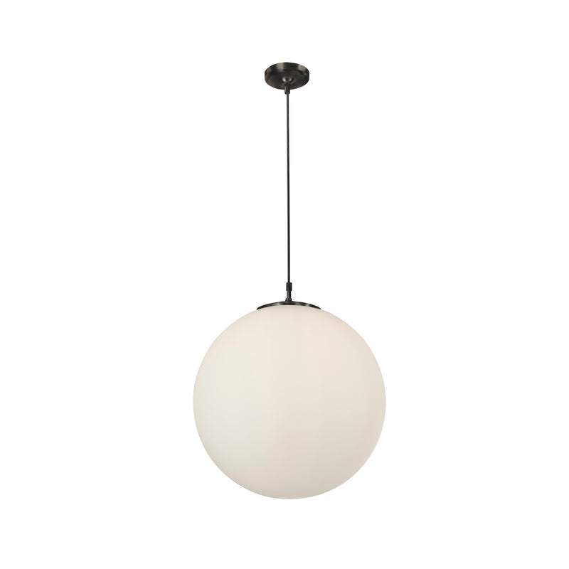 Searchlight  6088 Atom Pendant - Black Metal & Opal Glass