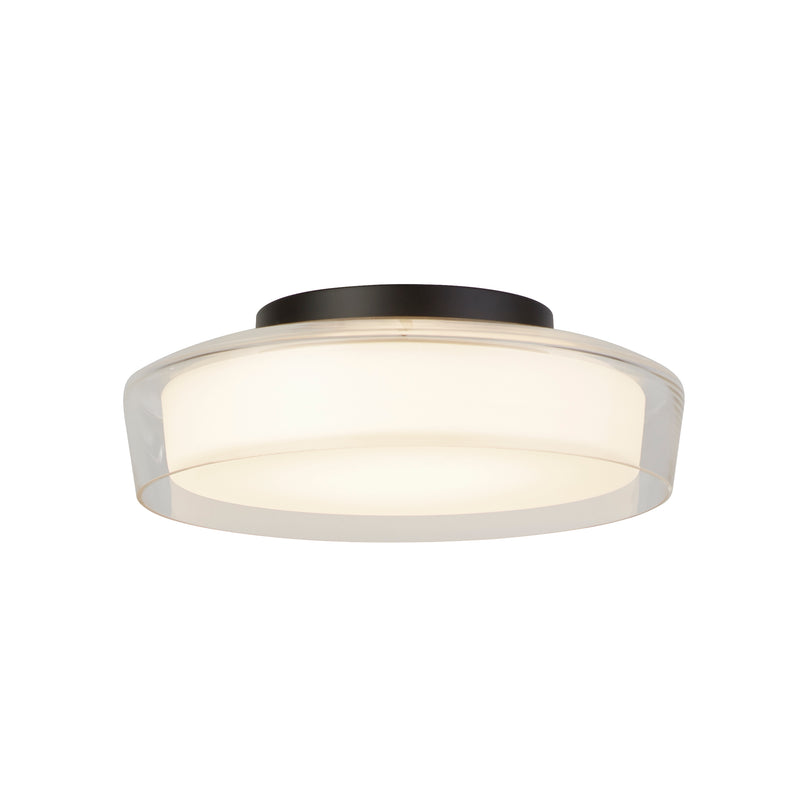 Searchlight  60961BK Puck Flush  - Black Metal, Clear Outer & Opal Glass