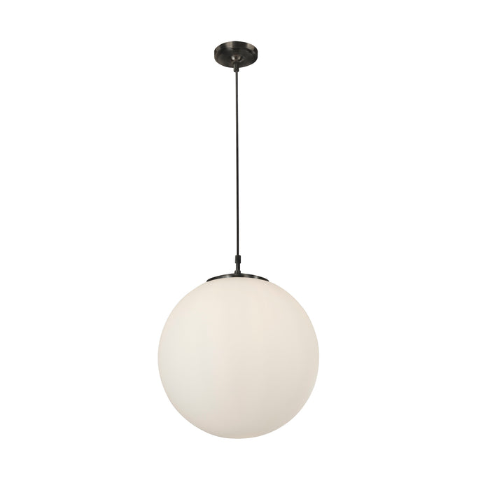 Searchlight  6099 Atom Pendant - Black Metal & Opal Glass