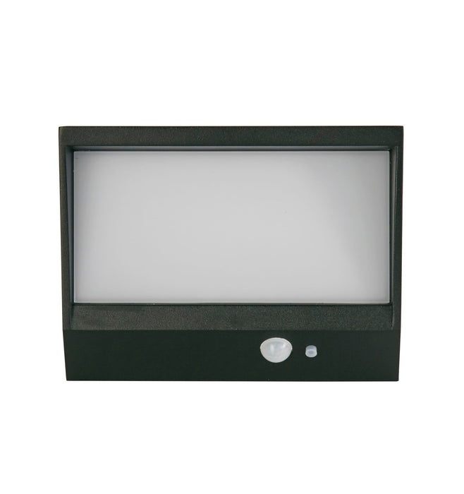 Searchlight  67418BK Solar Outdoor Wall Light - Black Metal & White Polycarbonate