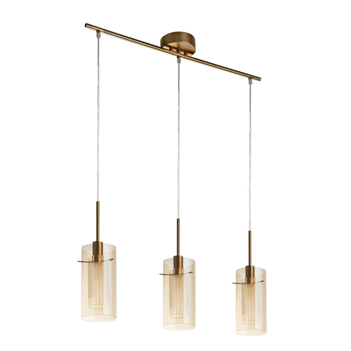 Searchlight  3303-3CP Duo III 3Lt Bar Pendant - Bronze Metal & Champagne Glass