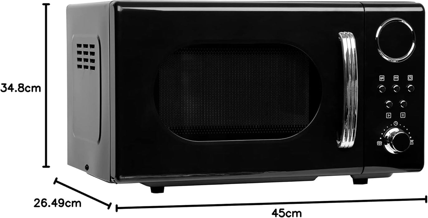 SIA FRM20BL 20L Retro Microwave, Black, 700W, Digital Timer, 2 Years Parts and Labour Guarantee