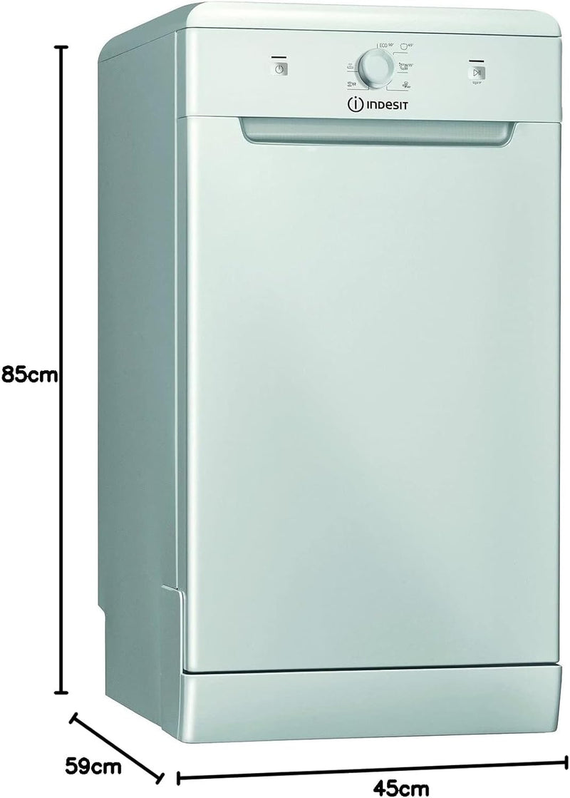 Indesit Freestanding DSFE1B10SUKN Slim 45cm Dishwasher - Silver