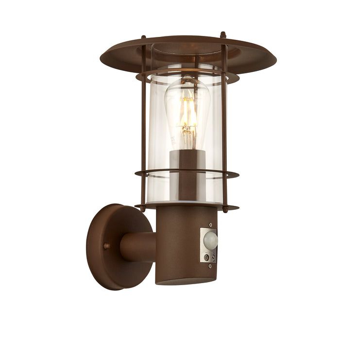 Searchlight  6211RUS Edgeware Outdoor Wall Light + Sensor  - Rust Brown, IP44