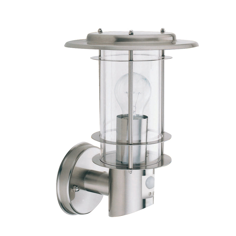 Searchlight  6211 Edgeware Outdoor Wall Light + Sensor - Stainless Steel, IP44