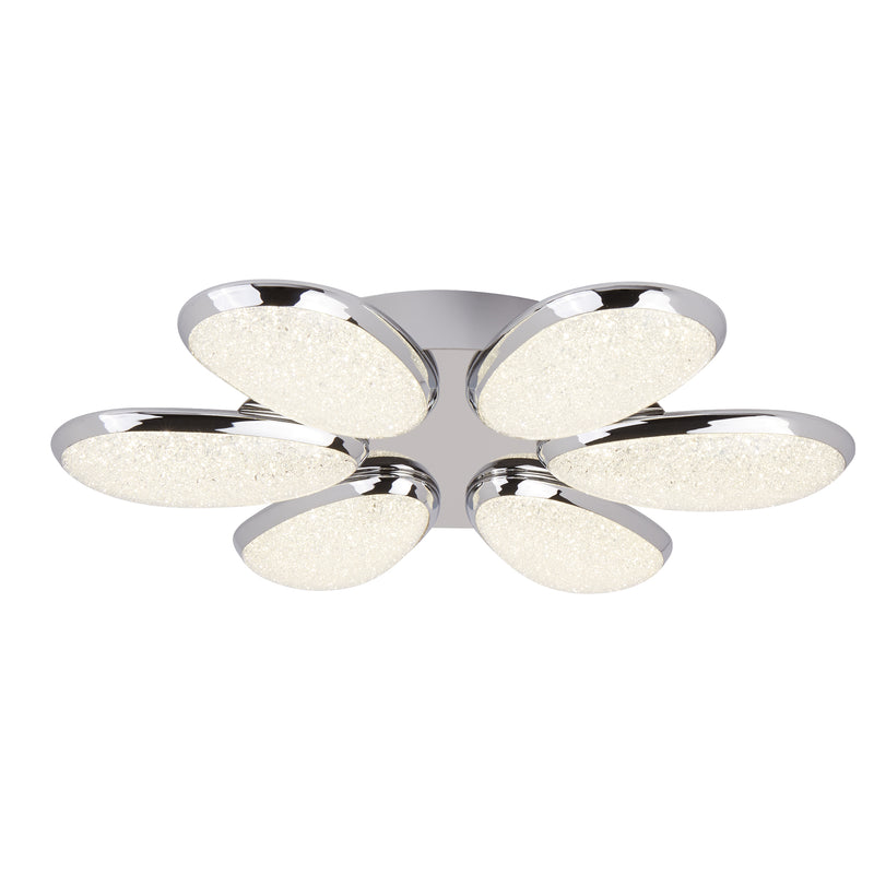 Searchlight  6216-6CC Lori LED 6Lt Flush - Chrome & Crushed Ice Effect Shade - Bonus Superstore