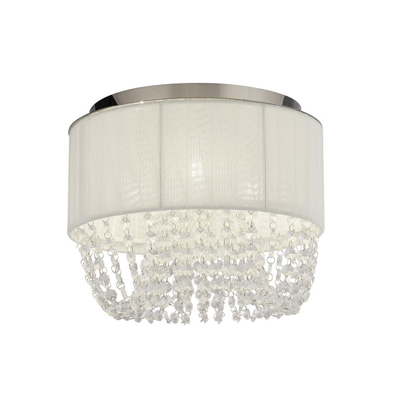 Searchlight 62617-3CC Bellano 3Lt Flush - Chrome Metal,White Fabric,Clear Acrylic