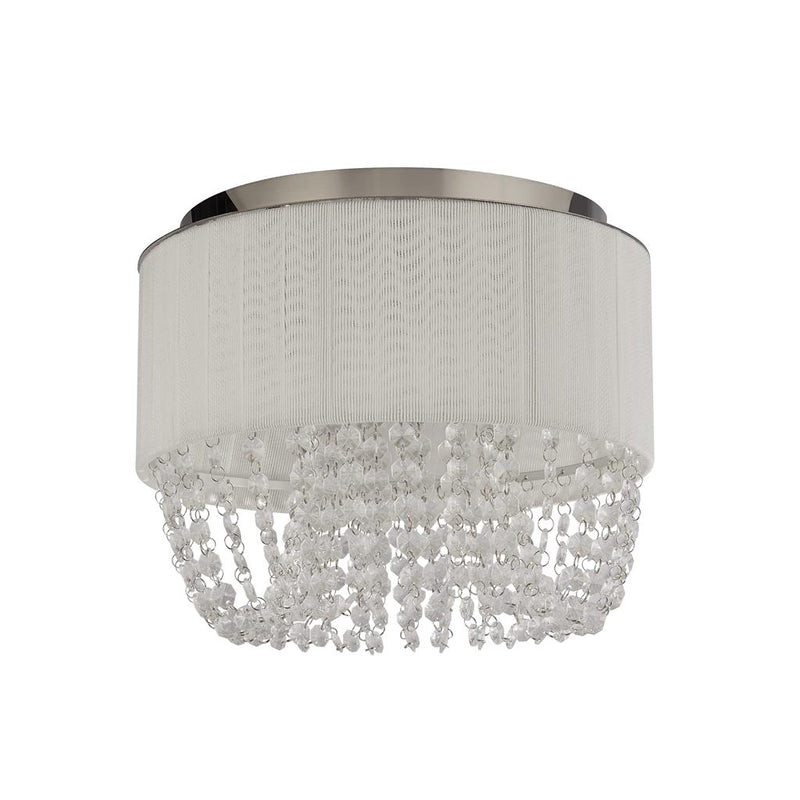 Searchlight 62617-3CC Bellano 3Lt Flush - Chrome Metal,White Fabric,Clear Acrylic
