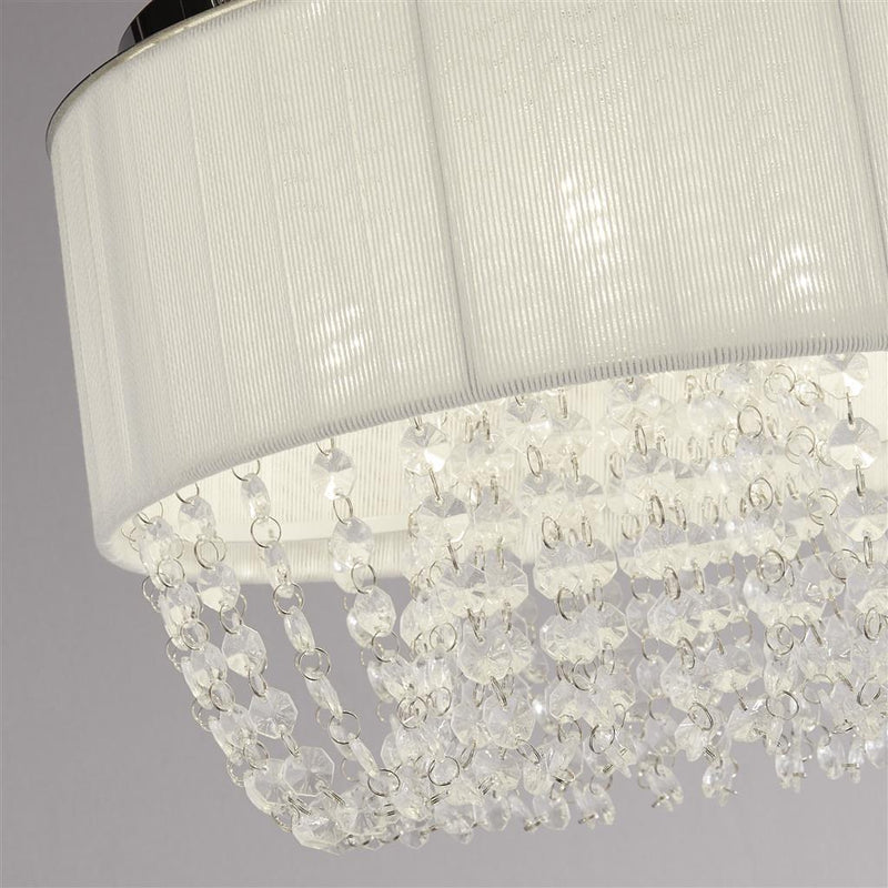 Searchlight 62617-3CC Bellano 3Lt Flush - Chrome Metal,White Fabric,Clear Acrylic